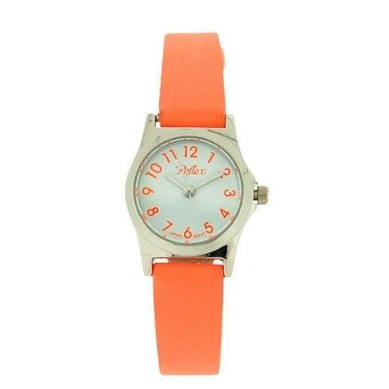 Reflex Girls Ladies White Dial Leather Strap Watch 1013 - Multiple Colors - High Quality - Orange / Silver