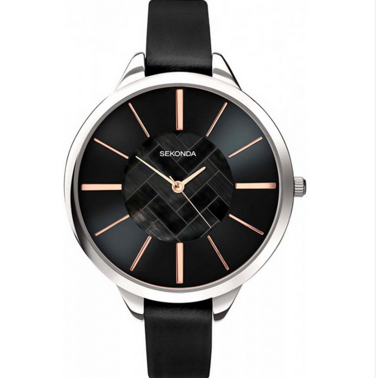 Sekonda Ladies Black Leather Strap Watch