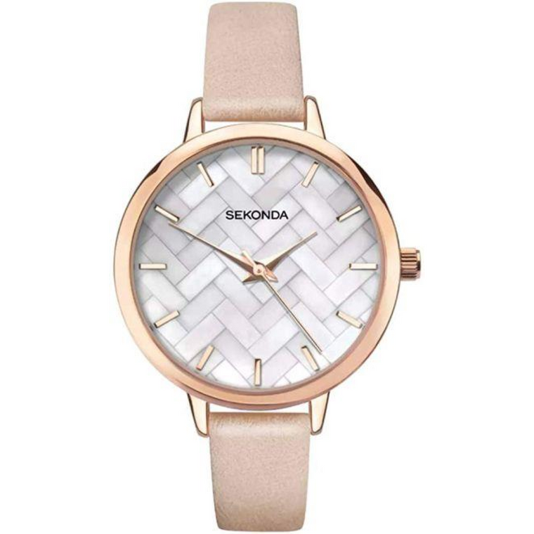 Sekonda Ladies Fashion Editions Mother of Pearl Dial and Pink Leather Strap Watch 2826