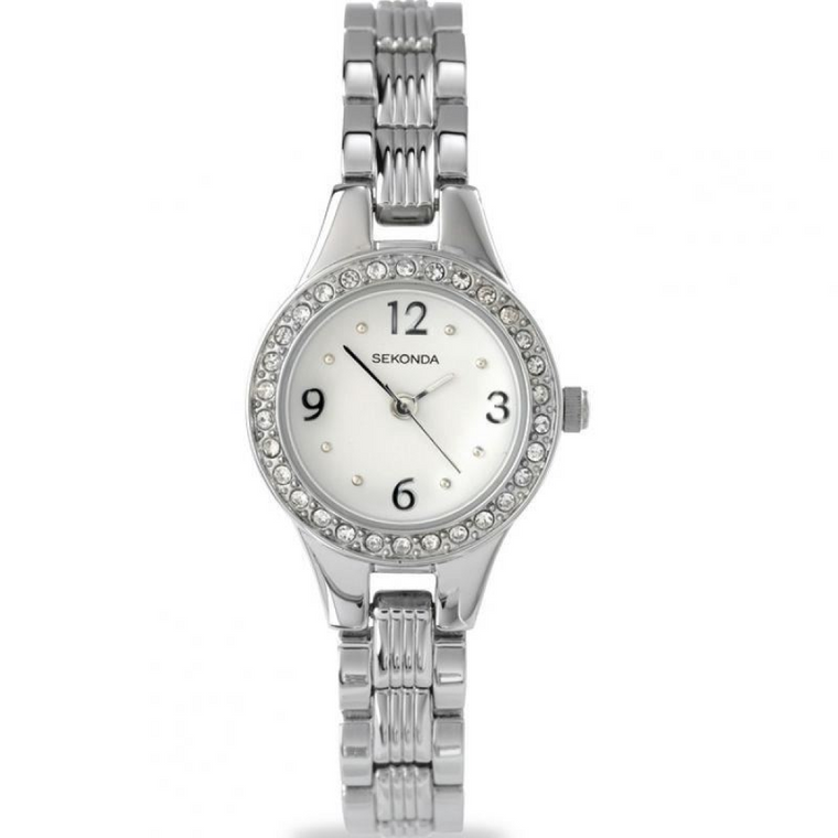 Sekonda Ladies Fashion Bling White Face Silver Bracelet Watch 4297