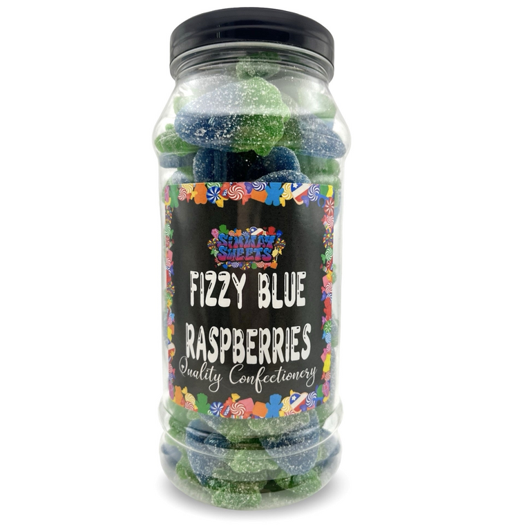 Fizzy Blue Raspberries Fizzies Retro Sweets Gift Jar Blue Sweets - 675g
