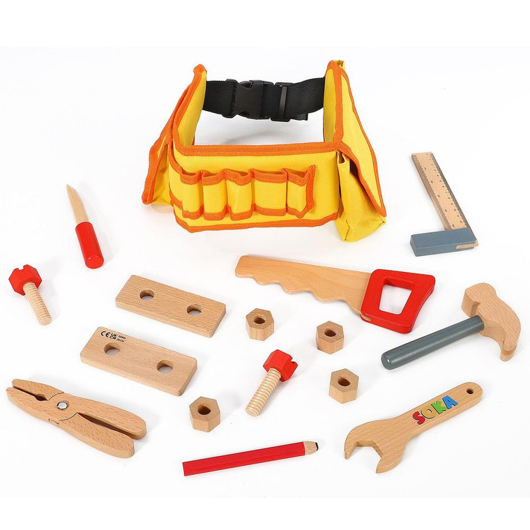 Building Fun with SOKA My Tool Belt - Quality Wooden Kids' Tool Set - Hours of Pretend Play!