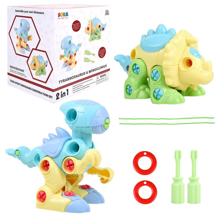 Build Your Own Dinosaur: SOKA DIY Dino - High Quality, Educational Toy - Blue & Yellow