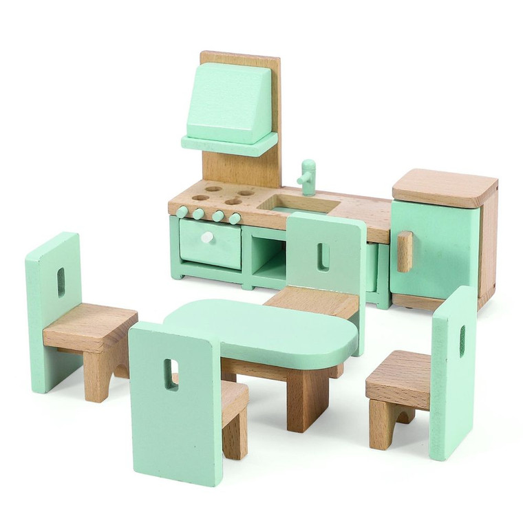 Premium Soka Room Playset - Best Quality Wooden Dollhouse Furniture - Hours of Creative Fun - Certified Safe - Ideal Gift - Dinning Room