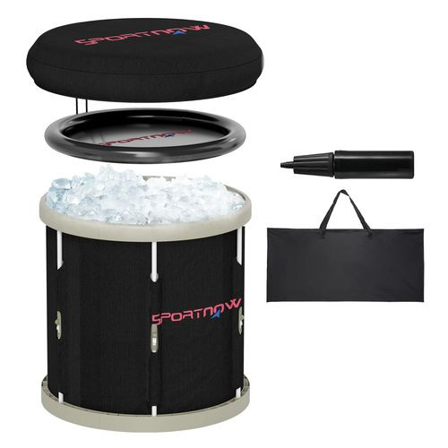 SPORTNOW Ice Bath Tub Outdoor, 210L Portable Cold Water Therapy Tub, Black