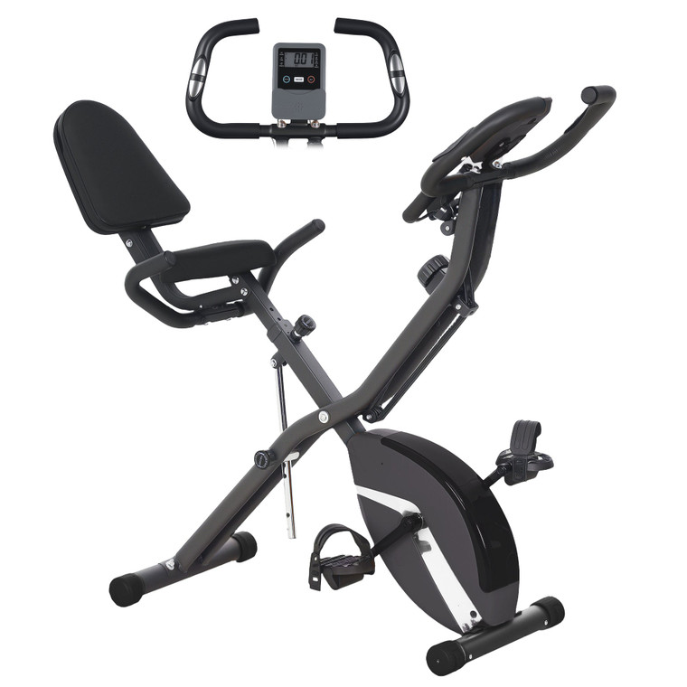 SPORTNOW Folding Exercise Bike with Arm Bands and Hand Pulse Sensor - Black