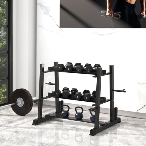 SPORTNOW 3-Tier Dumbbell Rack for Dumbbells, Kettlebells&Plates (Rack Only)