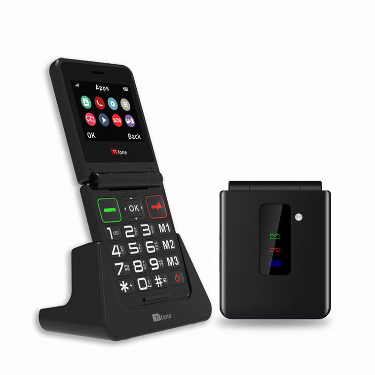 TTfone TT660 Flip Big Button Mobile with USB C Dock Charger