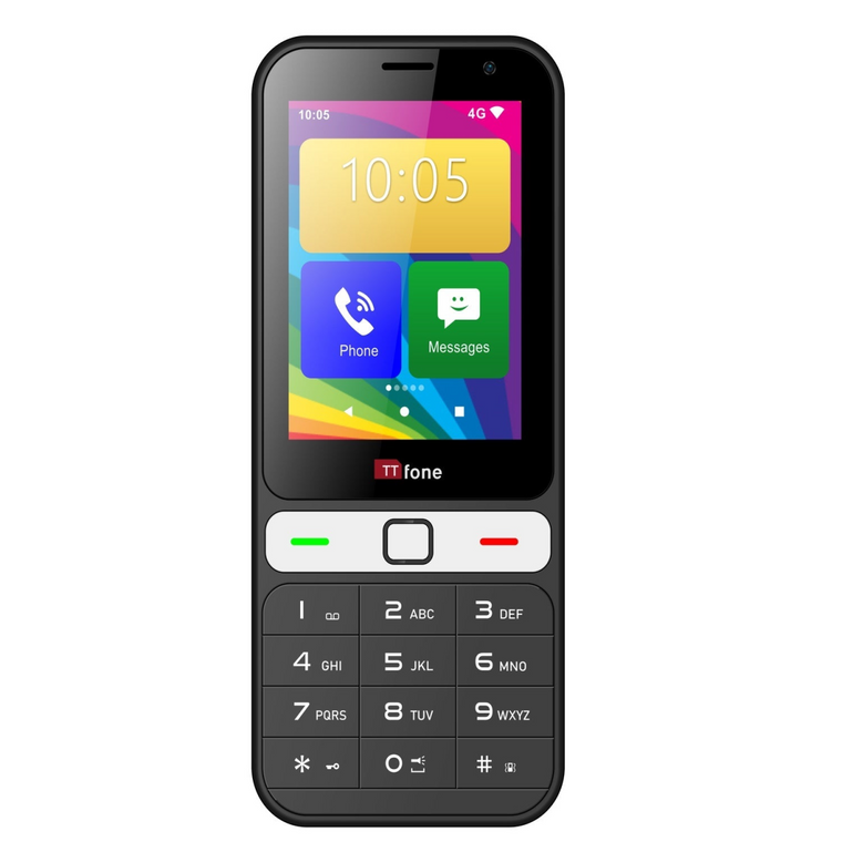 TTfone TT280  Simple 4G Dual SIM Bar Phone with Android, 2.8" Touchscreen, Keypad, 2MP Camera, USB-C - Easy to Use Unlocked Mobile (with USB Cable)