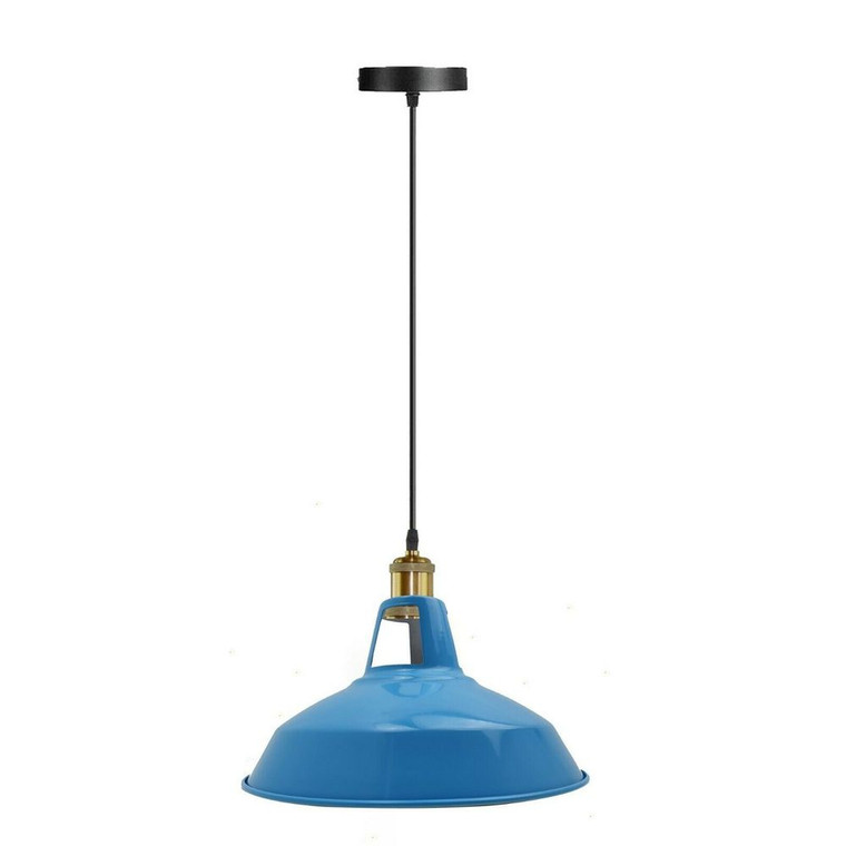 Modern Vintage Industrial Retro Metal Lamp Shade Loft Pendant Ceiling Light - With Bulb / Blue