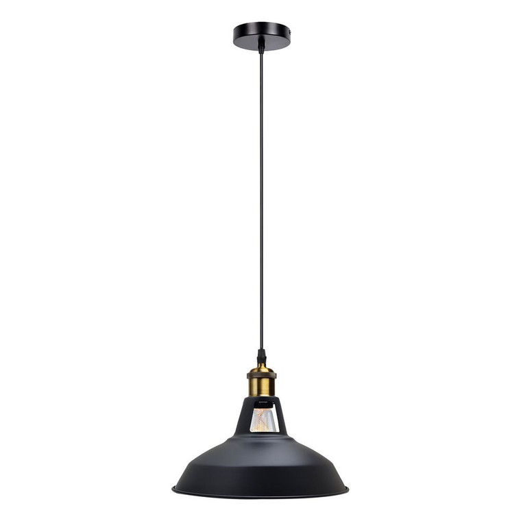 Modern Vintage Industrial Retro Metal Lamp Shade Loft Pendant Ceiling Light - With Bulb / Black