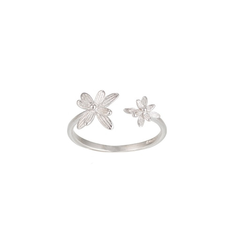 Ladies Adjustable Flower Sterling Silver Ring