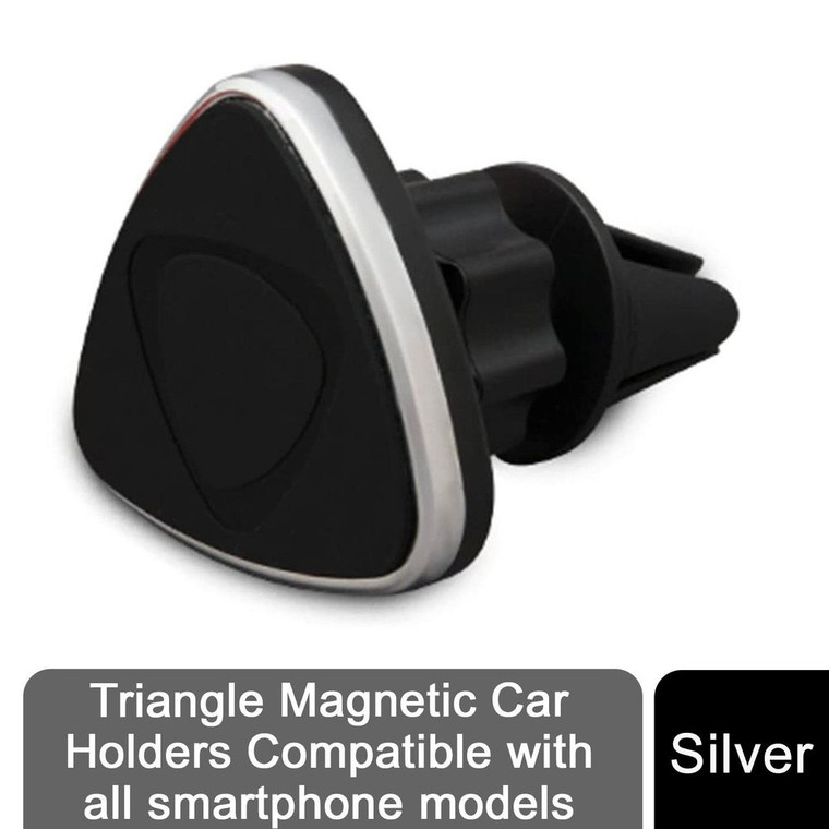 Triangle Magnetic Car Holders Compatible with All Smartphone Models - Silver