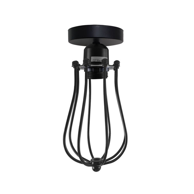 Vintage Industrial Geometric Balloon Shaped Wire Cage Ceiling Light