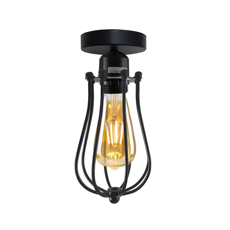 Vintage Industrial Geometric Balloon Shaped Wire Cage Light  Lighting Bulb Holder