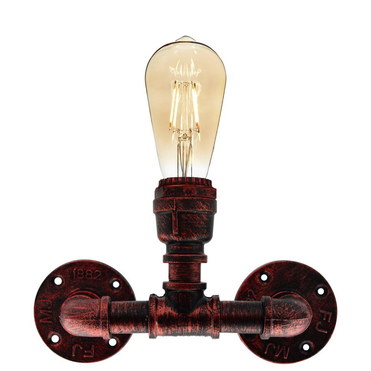 Vintage Industrial WaterLamp WallLight Holder E27 60W Dimmable Non Dimmable Bulb - Rustic Red