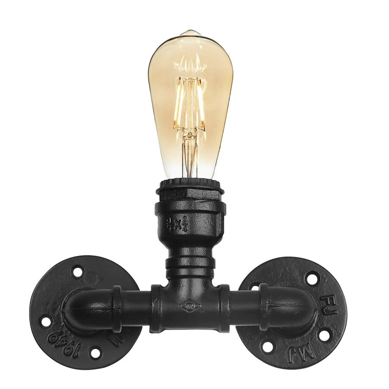Vintage Industrial WaterLamp WallLight Holder E27 60W Dimmable Non Dimmable Bulb - Black