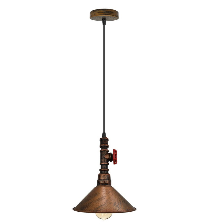 Vintage industrial  ceiling pendent light 22cm metal shade E2 adjustable cable - without bulb / Brushed copper