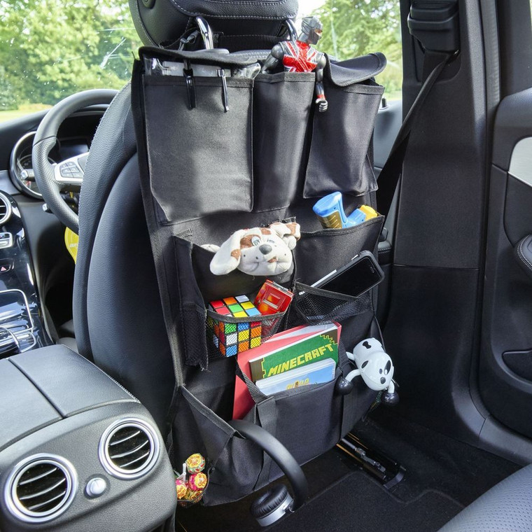 Deluxe Multi Pocket Hanging Car Back Seat Organiser - Black - 1 Unit