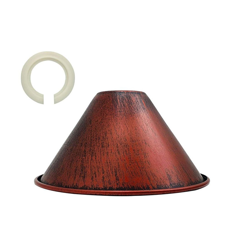 18mm x 10mm Large Easy Fit Pendant Light Shade Metal Lampshade Wall Lamp - Rustic Red
