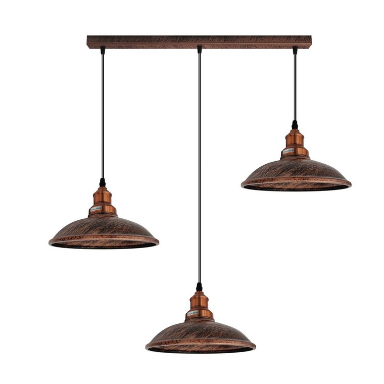 Industrial Vintage Kitchen Lights Chandelier Metal Shade Hanging E27 Pendant - with bulb / Rustic Red