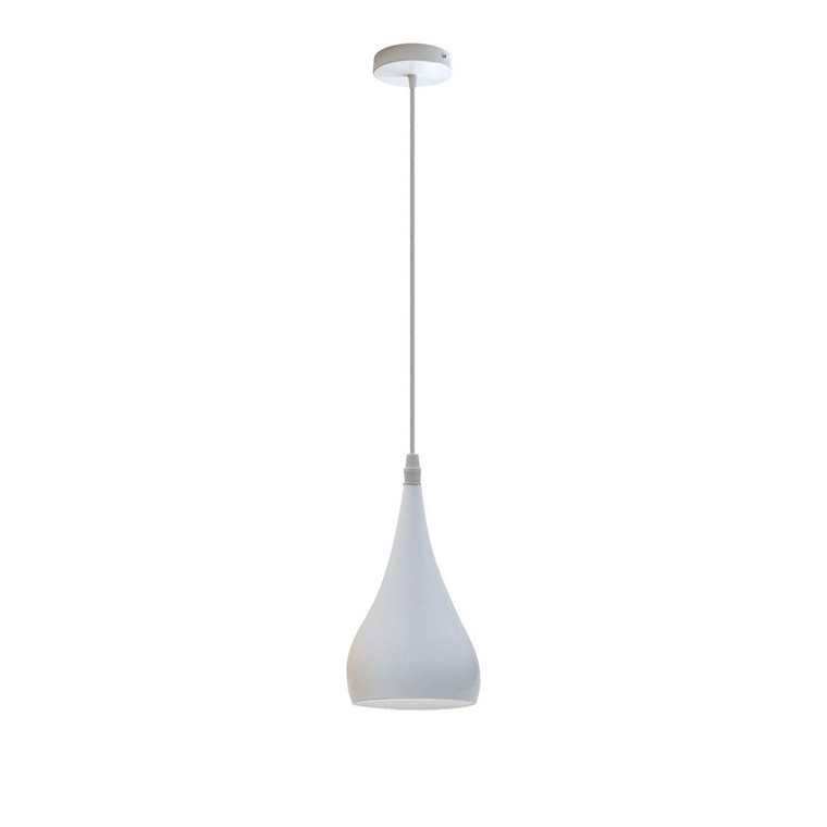 Metal E27 Teardrop Pendant Light Modern Industrial Hanging Light Fixture - with bulb / White