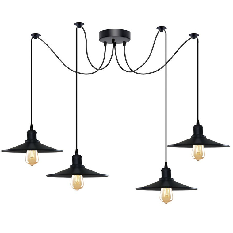 Vintage 4 Head Cone Ceiling Pendant Light - Adjustable cord - Retro/Vintage Style - Metal - Best Quality - CE, RoHS Certified