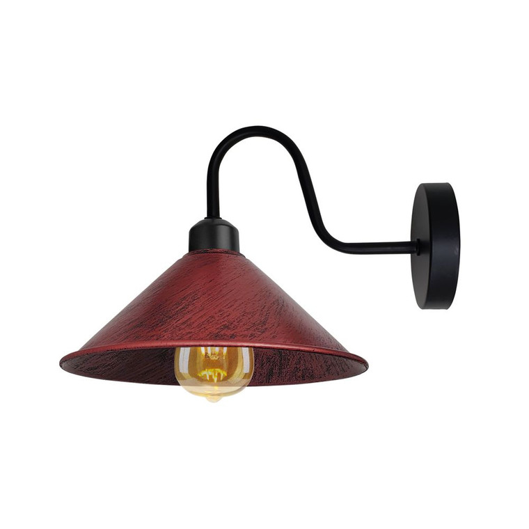 Rustic Red Wall Light Fixture, Black Wall Sconce E27 Base - Vintage Style, Dimmable, Hardwired - Best Quality, 3-Year Warranty