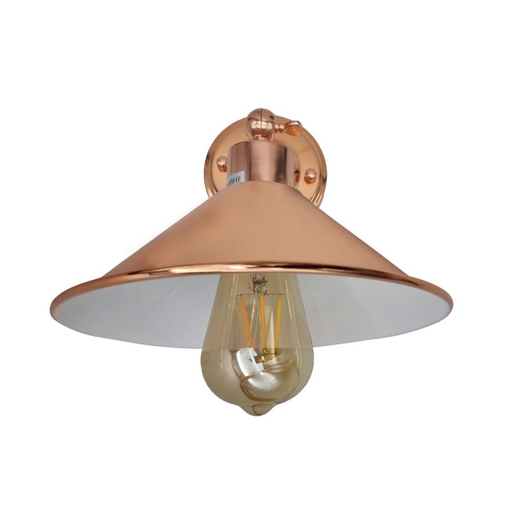 Vintage Industrial Rose Gold Retro Wall Light - Sturdy Metal Lamp Shade, Classic Style, E27, Electroplated Finish