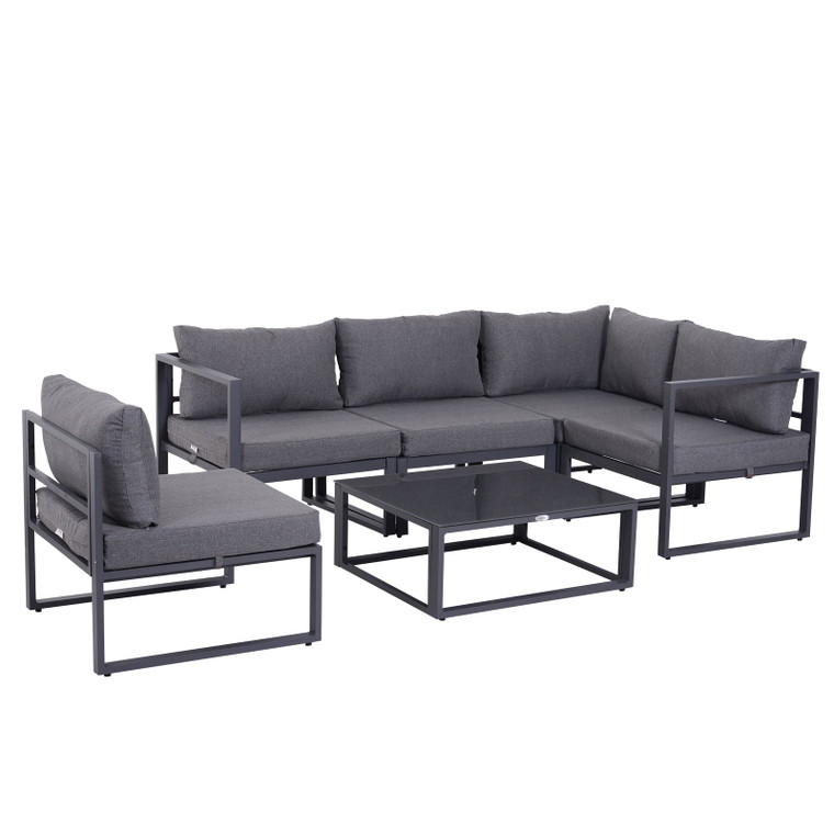 6Pcs Outdoor Sectional Sofa Set Conversation Aluminum Frame Cushion Outsunny