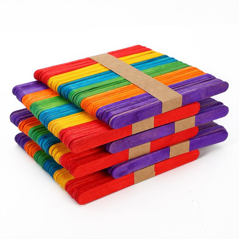 VINSANI Wooden Coloured Lolly Sticks - 300Pcs