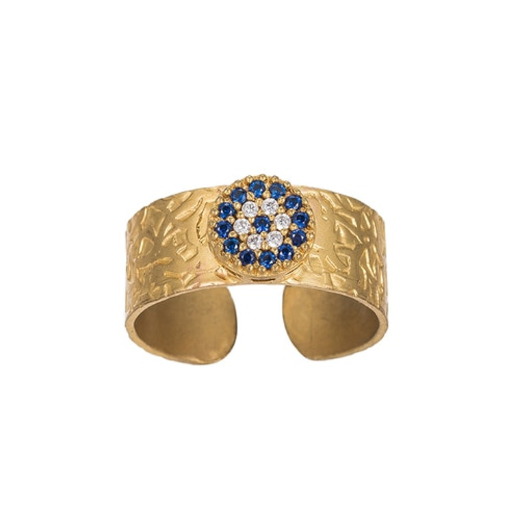 Ladies Bold Evil Eye Gold Plated Ring