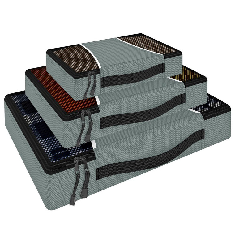 VINSANI 3PK PACKING - Organiser Bags for Perfect Packing, Winter & Summer Storage, High Quality Nylon & Mesh, 3 Sizes - Grey