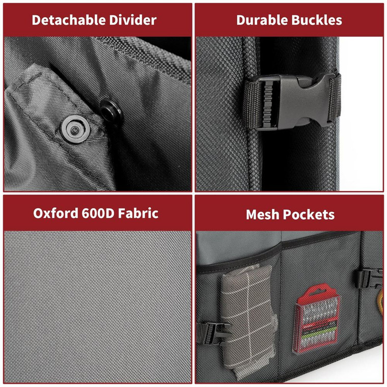 VINSANI DELUXE CAR BOOT STORAGE: Organize Your Car's Essentials with this High-Quality, Multipurpose Storage Solution! - Grey