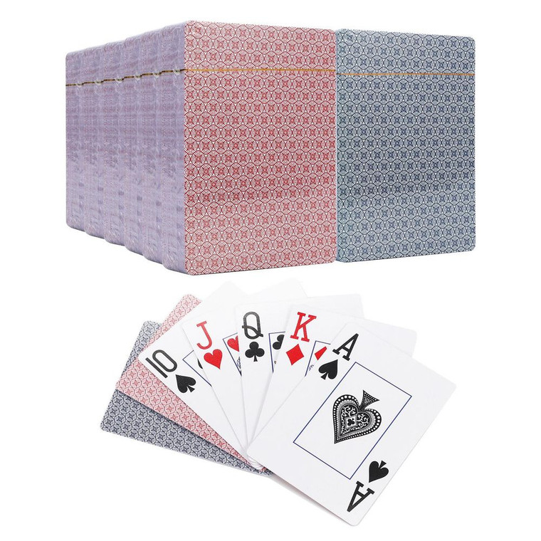 Vinsani Traditional Check Poker Casino Plastic Coated Playing Cards Decks (2 / 4  / 6 / 12) - 12 Decks