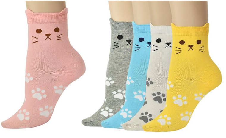 VINSANI Ladies Socks - High Quality Cotton, Comfortable & Stylish - Perfect Gift for Any Occasion - Cat Paws