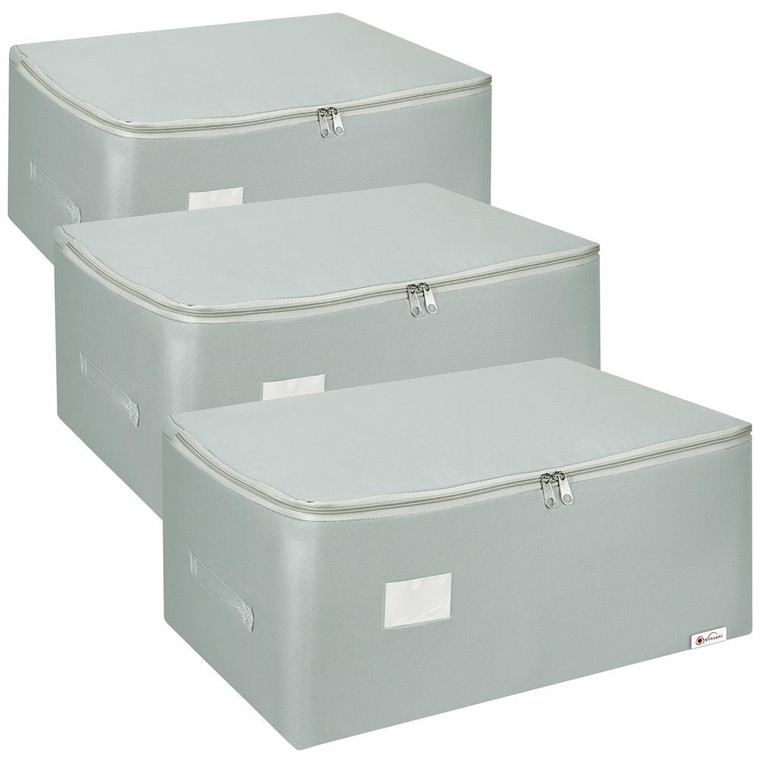 VINSANI STORAGE BAGS - Huge Capacity, Strong & Waterproof - Perfect for Clothing, Toys, and More - 4 Colors, 2 Sizes - 3pk - 50lt / Light Grey