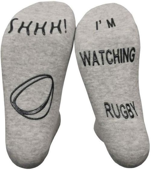 SET OF 3 VINSANI I'M WATCHING RUGBY SOCKS (BLACK WHITE & GREY)
