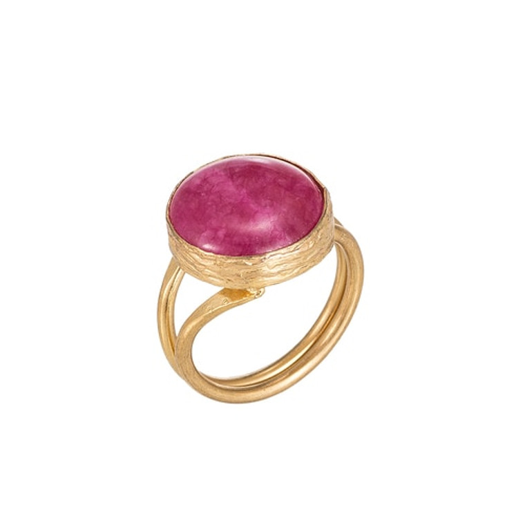 Ladies Pink Tourmaline Gold Plated Ring
