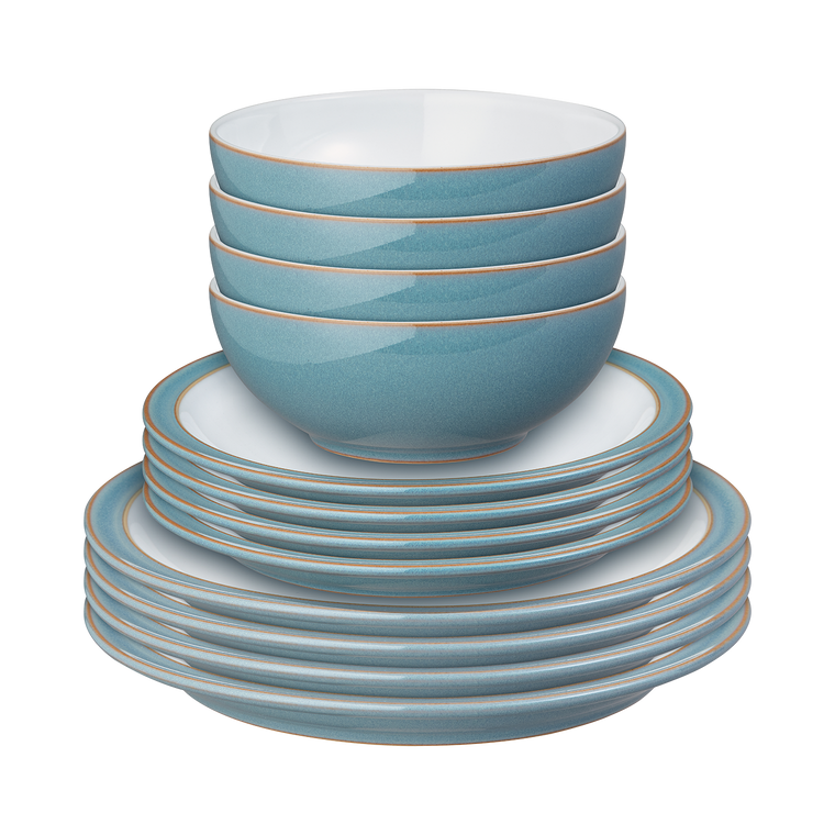 Denby Azure Rimmed 12 Piece Dinner Set