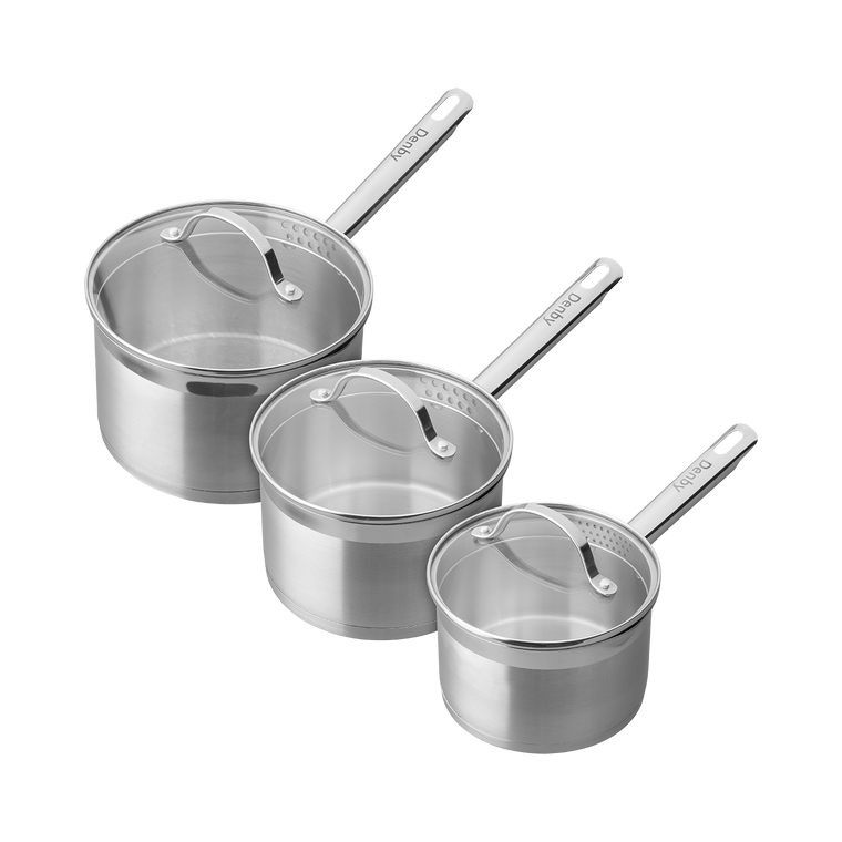 Denby Stainless Steel 3 Piece Saucepan Set (with lids)