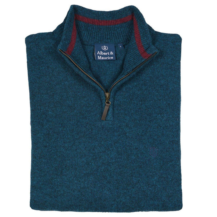 Albert and Maurice Netherton Mallard Lambswool Zip Neck Jumper