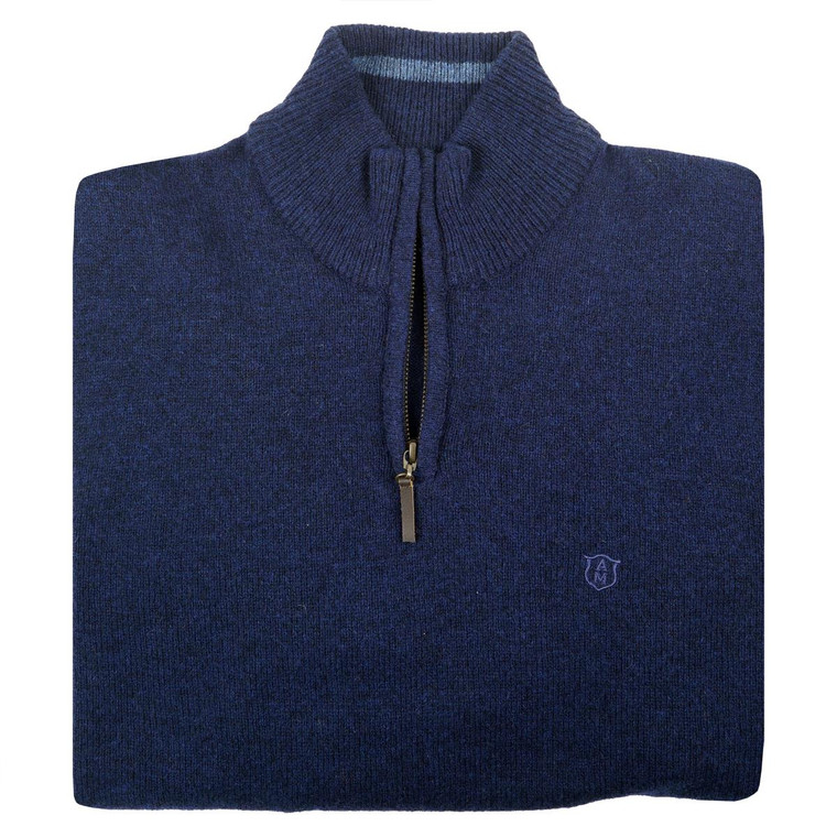 Albert and Maurice Mens Netherton Zip Neck Jumper Ink