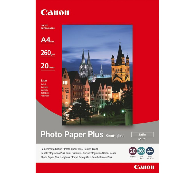 Canon SG-201 A4 Semi-Gloss Satin Photo Paper Plus 20 Sheets