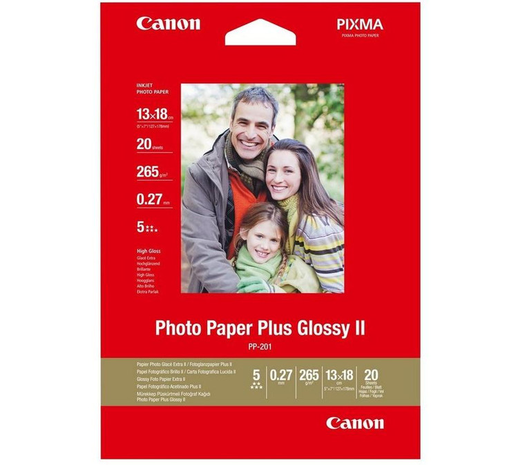 Canon PP-201 130 x 180 mm Glossy II Photo Paper Plus 20 Sheets