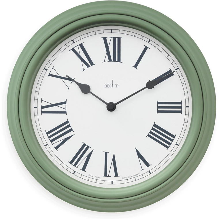 Acctim Devonshire Traditional 28cm Quartz Sage Green Wall Clock 22715