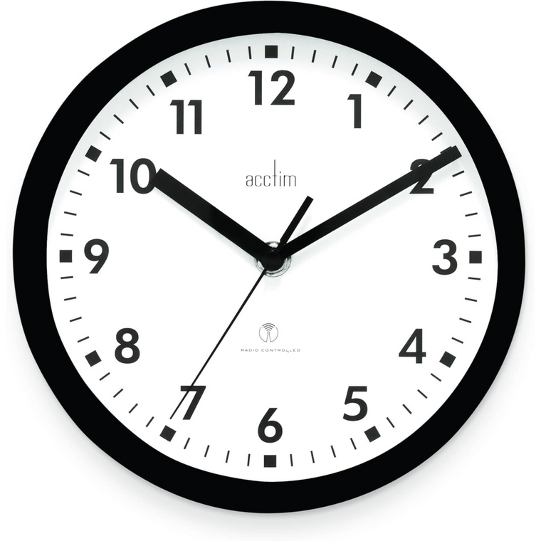 Acctim Nardo 20cm Radio Controlled Black Wall Clock 74663