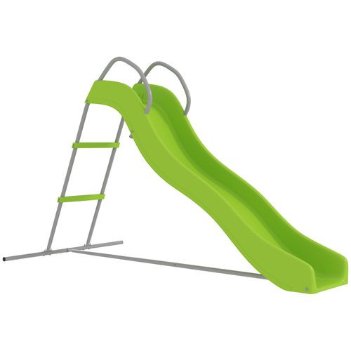AIYAPLAY Freestanding Garden Wavy Slide for Kids with Climbing Ladder, Green