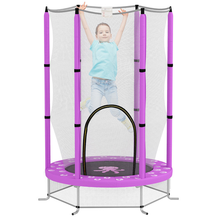 AIYAPLAY 4.6FT Kids Trampoline with Safety Enclosure Net - Purple