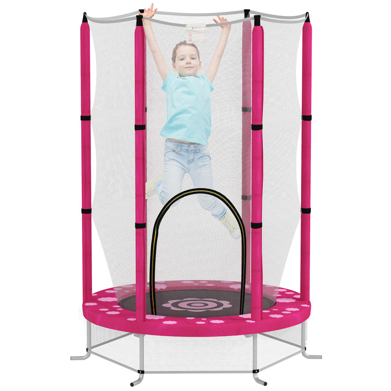 AIYAPLAY 4.6FT Kids Trampoline with Safety Enclosure Net - Pink
